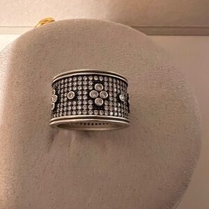 Freida Rothman Cigar band/Statement ring Sterling Silver Pave Crystal Wide Band